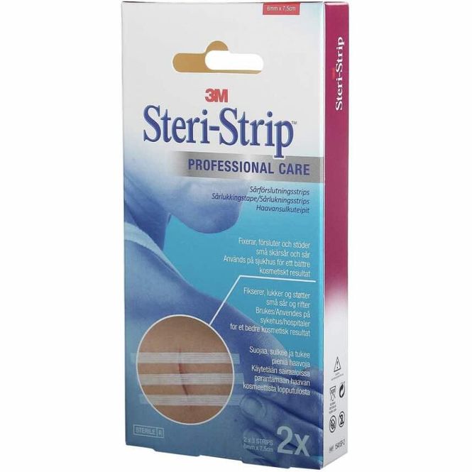 Hovedbilde 3M Steri-Strip Professional Care 6 x 75 mm Hvit 2 x 3 strips