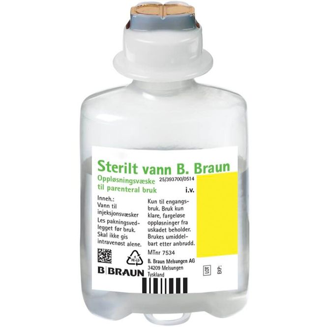 Hovedbilde Sterilt Vann Parenteral Bruk Ecoflac Plus 20x50 ml