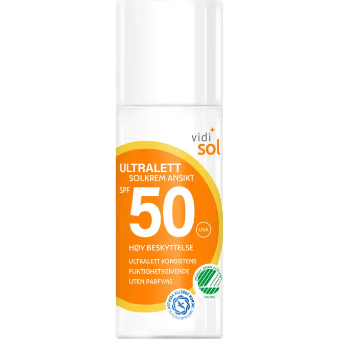 Hovedbilde Vidi Solkrem Ansikt Ultralett SPF50 50 ml