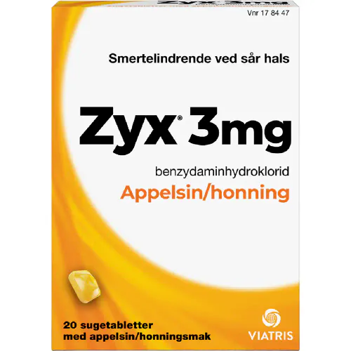 Zyx 3 mg Sugetabletter Appelsin/Honning 20 stk