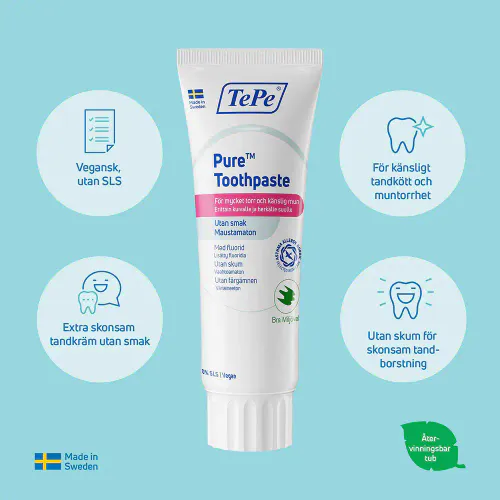 Tepe Pure Ekstra Mild Tannkrem u/Smak 75 ml 