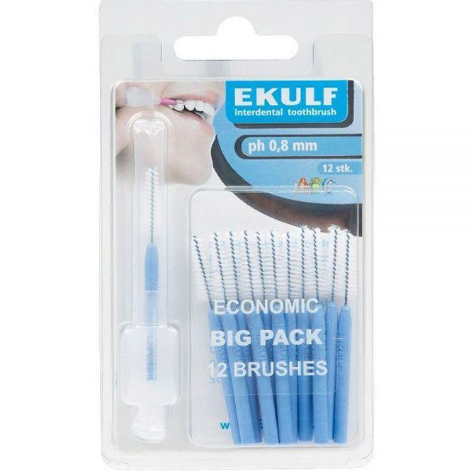 Hovedbilde Ekulf Mellomrombørster pH 0,8 mm Blå 12 stk
