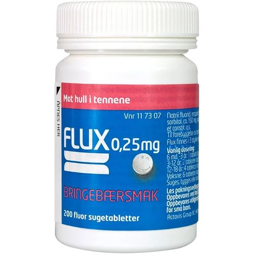 Flux 0,25 mg Sugetabletter Bringebær 200 stk