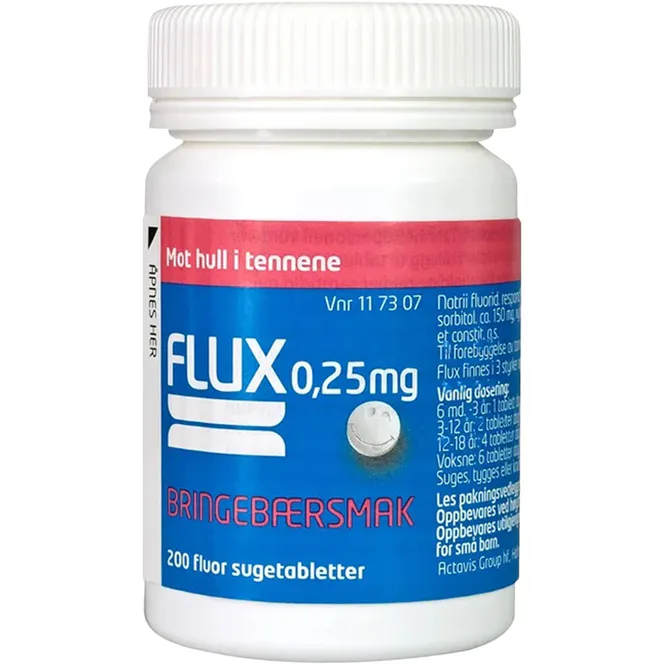 Hovedbilde Flux 0,25 mg Sugetabletter Bringebær 200 stk