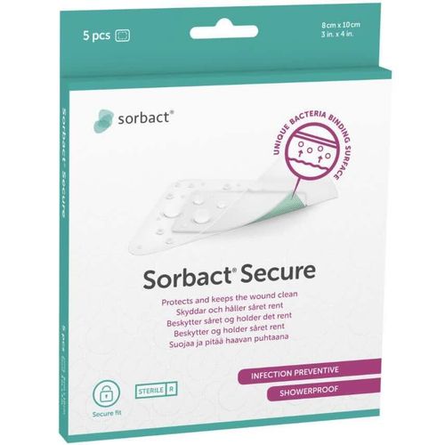 Sorbact Secure Plaster 8 x 10 cm 5 stk