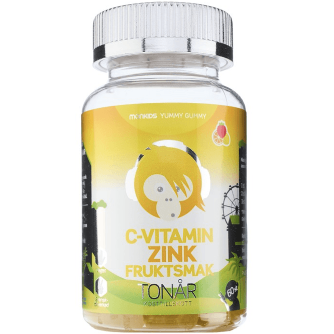 Hovedbilde Monkids Vitamin C + Sink Teenager Fruktsmak 60 stk 