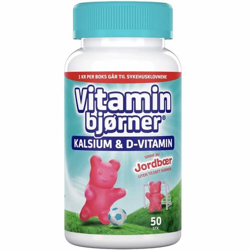 Vitaminbjørner Kalsium+D-Vitamin Jordbær 50 stk