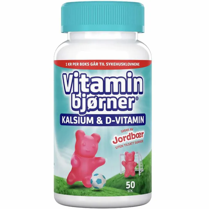 Hovedbilde Vitaminbjørner Kalsium+D-Vitamin Jordbær 50 stk