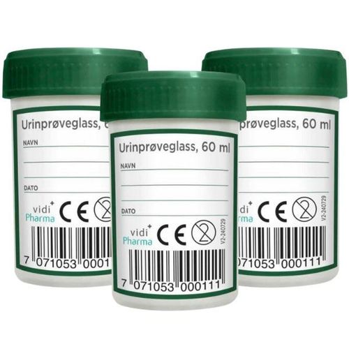 Vidi Pharma Urinprøveglass m/Lokk Megapack -  3 x 60 ml