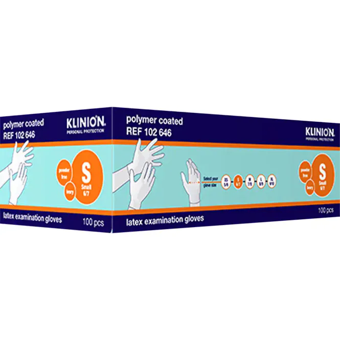 Hovedbilde Klinion Hanske Latex Kort S Hvit 100 stk