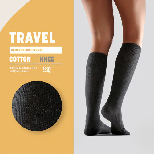 Mabs Travel Kompresjonsstrømpe Kne Sort M 1 Par