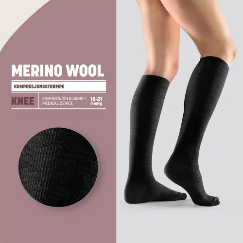 Mabs Ull Kompresjonsstrømpe Kne Sort S 1 Par