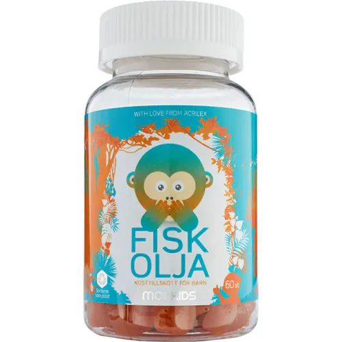 Monkids Fiskeolje Barn Sitron 60 stk