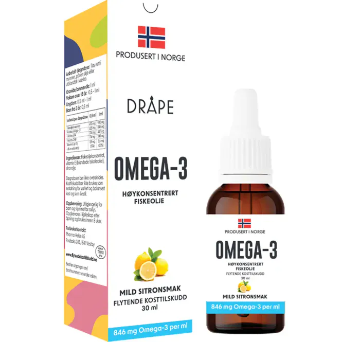 Hovedbilde Dråpe Omega-3 Dråper Sitron 30 ml