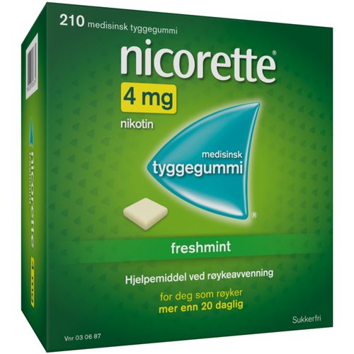 Nicorette Tyggegummi 4 mg Freshmint 210 stk