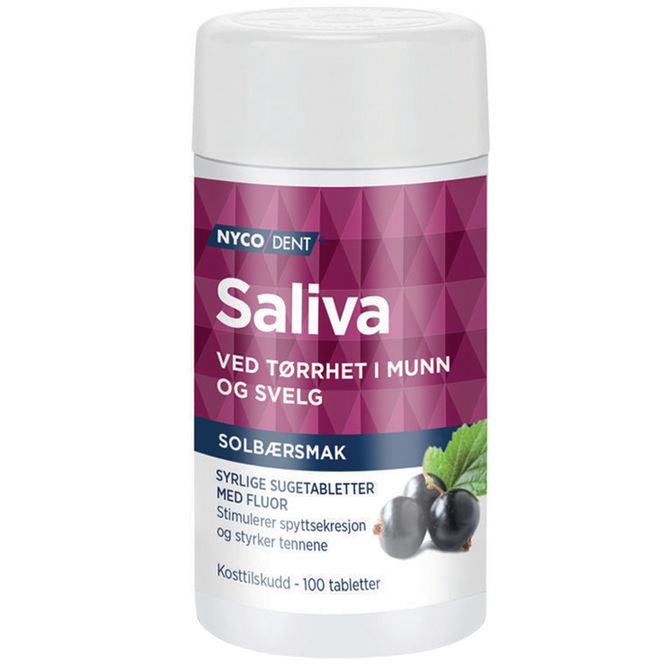 Hovedbilde Nycodent Saliva Sugetabletter Solbær 100 stk