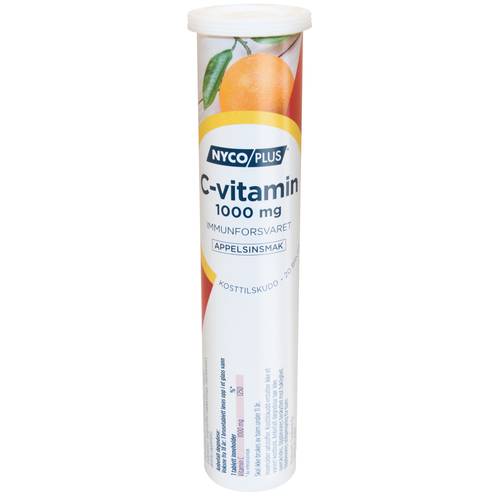 Nycoplus C-vitamin 1000 mg Brusetabletter Appelsin 20 stk