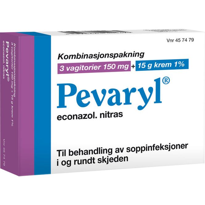Hovedbilde Pevaryl 150 mg Vagitorier og 1% Krem 3+15 g
