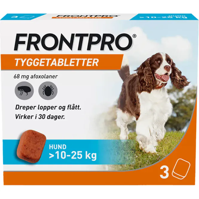 Hovedbilde Frontpro Vet 68 mg Hund 10-25 kg Tyggetabletter 3 stk