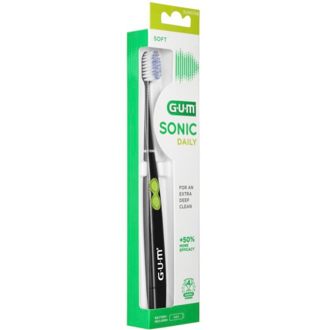 Hovedbilde Gum Sonic Daily Hybrid-Tannbørste Soft Sort 1 stk