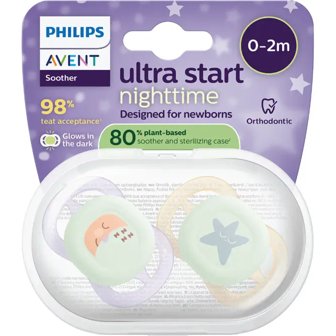 Hovedbilde Avent Ultra Start Night Narresmokk 0-2m Lilla/Oransje 2 stk