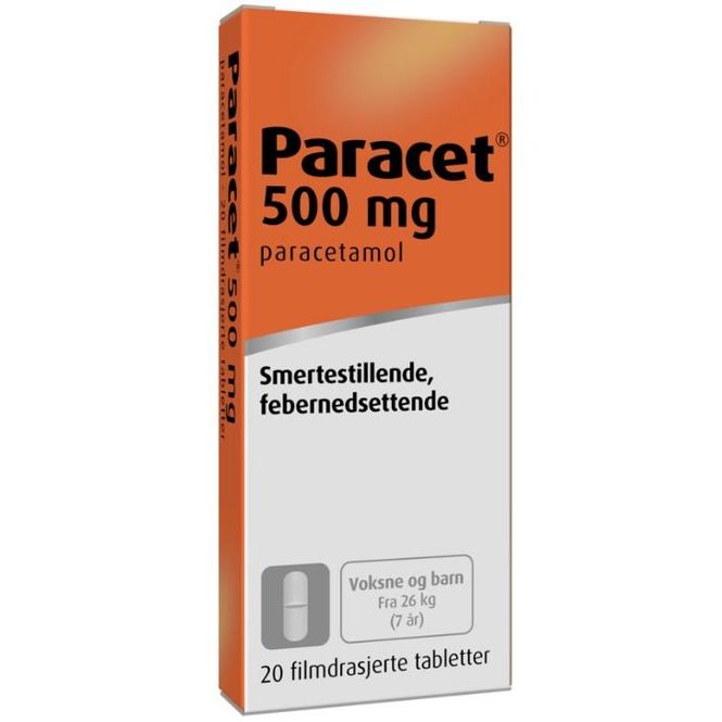 Hovedbilde Paracet Tabletter Filmdrasjerte 500 mg 20 stk