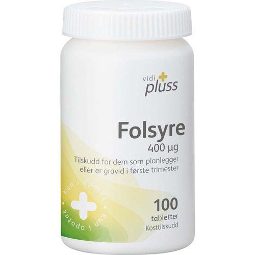Vidi Pluss Folsyre 400 mcg 100 stk