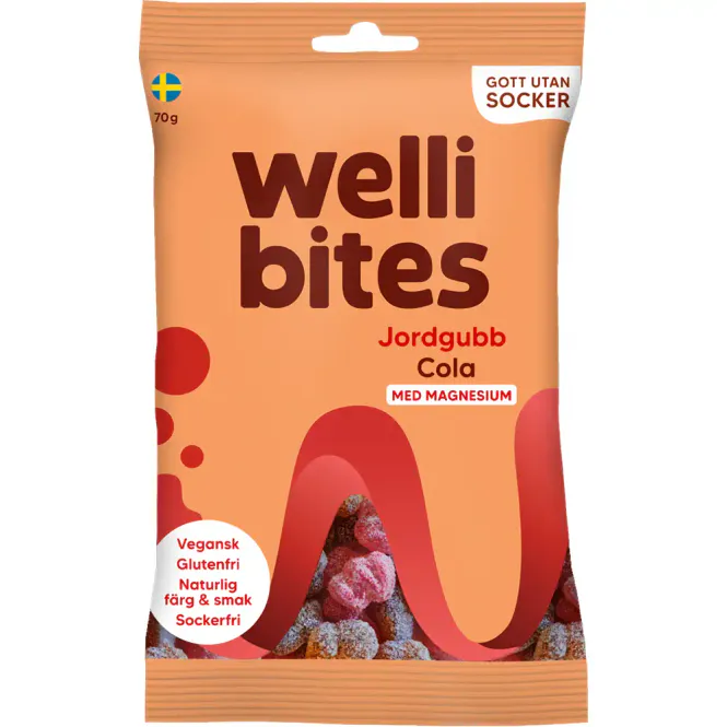 Hovedbilde Wellibites Jordbær & Cola 70 g