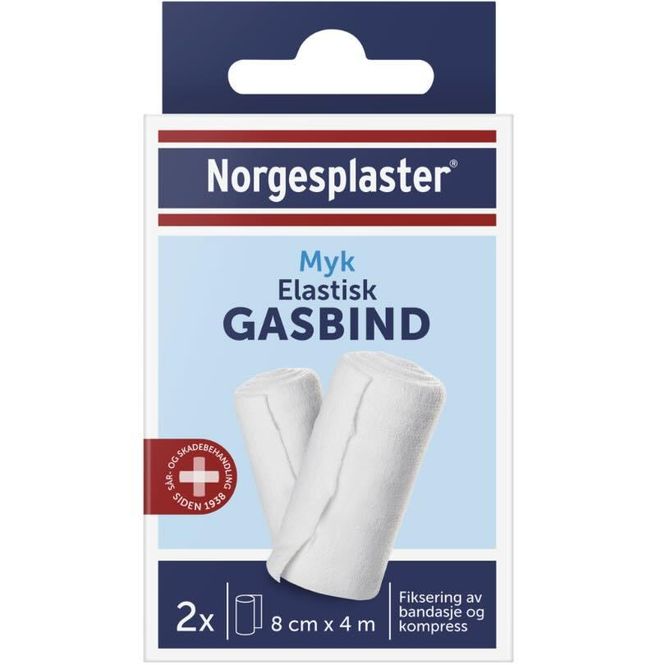 Hovedbilde Norgesplaster Elastisk Gasbind 8 cm x 4 m 2 stk