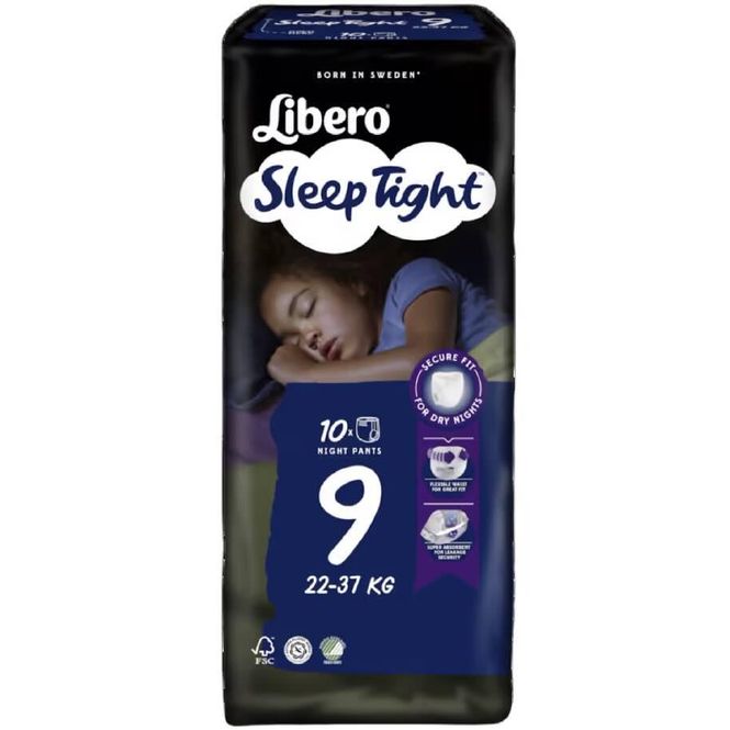 Hovedbilde Libero Sleep Tight 9 Nattbleie 22/37 kg 10 stk