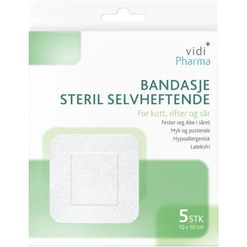 Vidi Pharma Bandasje Steril Selvheftende 10 x 10 cm 5 stk 