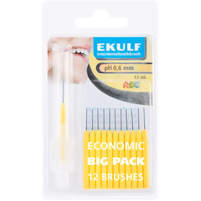 Hovedbilde Ekulf Mellomrombørster pH 0,6 mm Gul 12 stk