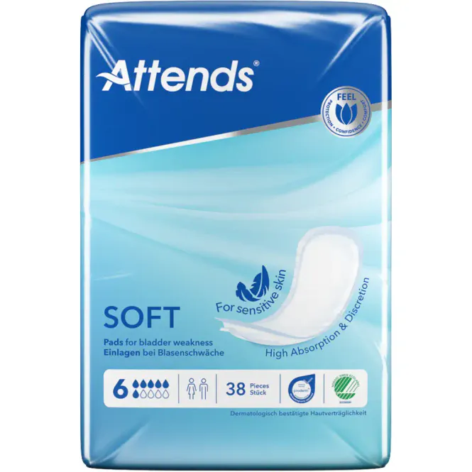 Hovedbilde Attends Soft 6 Pads 38 stk