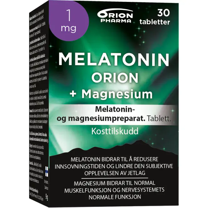Hovedbilde Melatonin Orion 1 mg + Magnesium Tabletter 30 stk