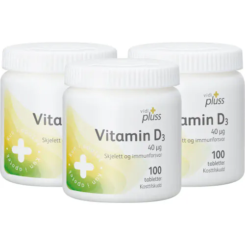 Vidi Pluss Vitamin D3 40 mcg Megapack - 3 x 100 tabletter