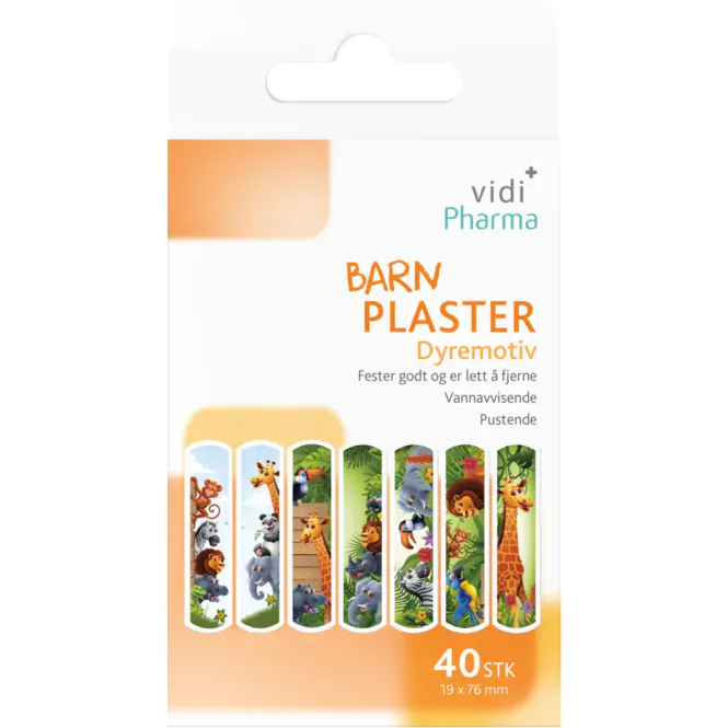 Hovedbilde Vidi Pharma Barneplaster Dyremotiv 40 stk