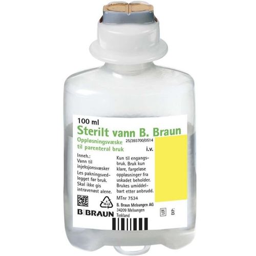Sterilt Vann Parenteral Bruk Ecoflac Plus 20x100 ml