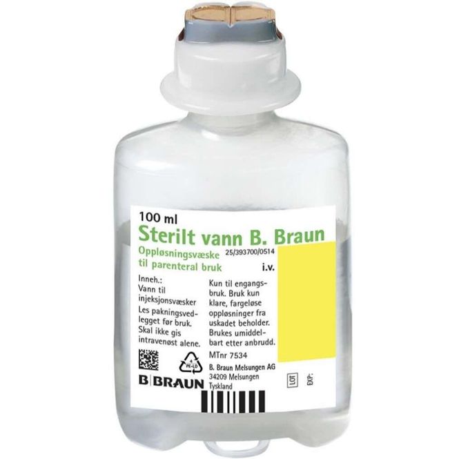 Hovedbilde Sterilt Vann Parenteral Bruk Ecoflac Plus 20x100 ml