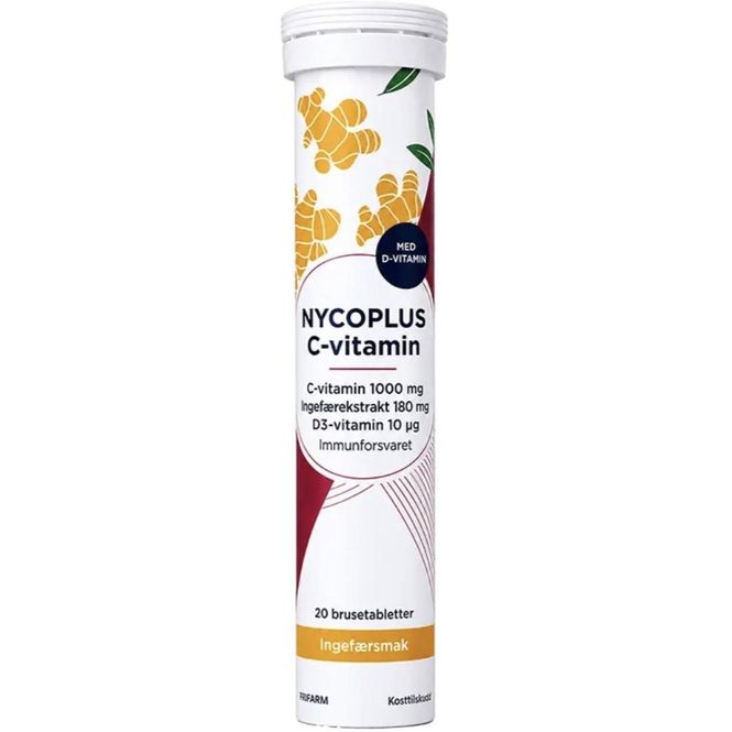 Hovedbilde Nycoplus C- og D3-vitamin 1000 mg Brusetabletter Ingefær 20 stk
